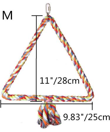 Wontee Bird Triangle Rope Swing Colorful Perch Toy for Parrots - Ideal for Budgie, Parakeet, Cockatiel, Cockatoo - Medium Size - Buy Online on GoSupps.com