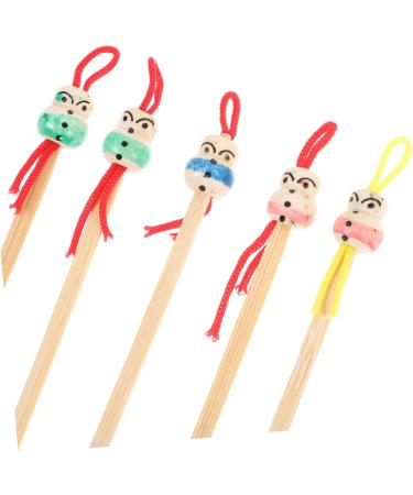 HOLIDYOYO 5pcs Bamboo Ear Cleaning Tool Cartoon Doll Head Design for Safe and Gentle Ear Wax Removal Skid Resistant for Personal and Family Use - Buy Online on GoSupps.com
