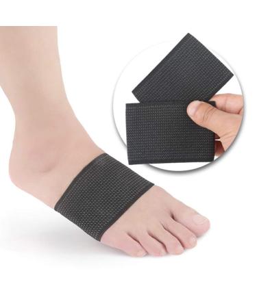 2 Pair Gel Insoles for Fallen Arches - Plantar Support Foot Inserts & Arch Wrap Sleeves - Comfort & Pain Relief - Black - Buy Online on GoSupps.com