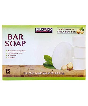 Kirkland Signature Bar soap made with 5% Shea Butter 15 bars 4.2 LB