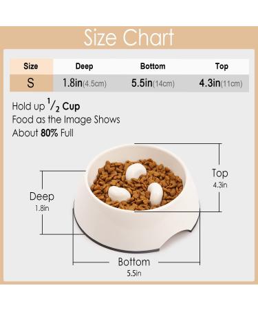 Super Design Slow Feeder Pet Bowl - Anti-Gulping Habit Maker for Dogs and Cats - Non-Slip, Ideal for Dry Wet Raw Food - Small to Large Breeds - Round Cream White Cup - Buy Online on GoSupps.com