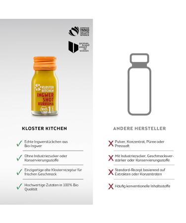 Buy Monastery Kitchen Bio Ingwer Shot Kurkuma 7x30ml - Vegan Ginger Turmeric Drink No Additives Sweet & Sharp - International Shipping - Buy Online on GoSupps.com