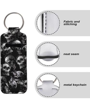 Cool Punk Skull Pattern Lip Gloss Tube Holder Keychain - Neoprene Chapstick Sleeve | International Shipping - Buy Online on GoSupps.com