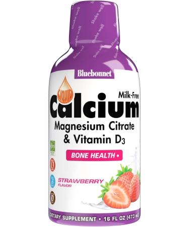 Bluebonnet Nutrition Liquid Calcium Citrate Calcium Citrate Magnesium Citrate Vitamin D3 Bone Health Gluten Free Soy Free Milk Free Kosher 32 Servings Strawberry Flavor 16 Fl Oz