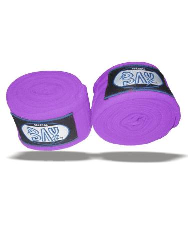 BAY "Basic 2.5" boxing bandages + WRAPPING INSTRUCTIONS PURPLE purple violet VIOLET elastic 2.5 meters x 5 cm boxing bandages pair PURPLE