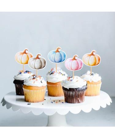 Keaziu 24 Pack Pumpkin Cupcake Toppers Girl Baby Shower Decorations Pumpkin Birthday Decorations Cupcake Picks Pumpkin Gender Reveal Cupcake Toppers Colorful - Buy Online on GoSupps.com