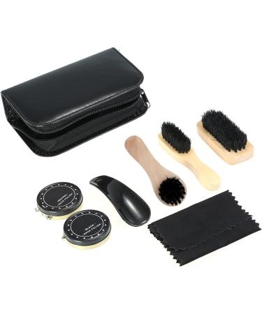 KOCAN 8PCS Shoe Shine Care Kit Black and Neutral Polish Brushes for Boots Shoes Sneakers Style 1 - Buy Online on GoSupps.com