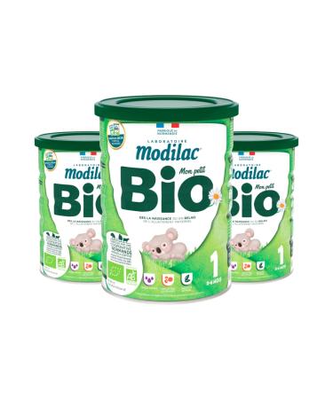Modilac - Lait Infantile en Poudre Bio 1 - Riche en DHA Sans Huile de Palme - Convient en Relais de l'Allaitement Maternel - Certifi AB - 1er Age de 0 6 Mois - Lot de 3x800g