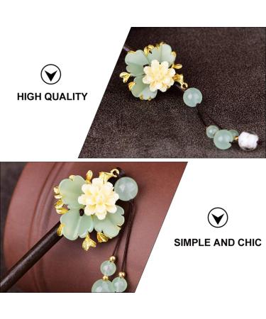 Lurrose Wooden Hair Stick with Resin Flower Tassel - Classical Chinese Hairpin for Bride, Kimono Hair Ornament - Buy Online on GoSupps.com