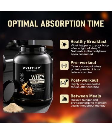 VYHTHY Caramel Coffee Flavored Whey Protein Powder 24g Protein per Serving Fast-Absorbing Concentrated whey Protein Low Sugar Gluten-Free Natural Flavor 3.5lbs(56oz) - Buy Online on GoSupps.com