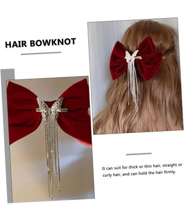 FRCOLOR Tassel Hair Clip Hair Bow Clips Bowknot Hair Clip Crystal Bow Hair Clip Tassel Hair Accessories Grosgrain Women Hair Accessories Bow Hair Barrette Headgear Miss Big Bow Rhinestones - Buy Online on GoSupps.com