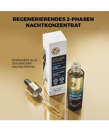 Yves Rocher Anti-Age Global Regenerating 2-Phase Night Concentrate Luxurious Face Care with Bud Necta for Mature Skin 30 ml - Buy Online on GoSupps.com
