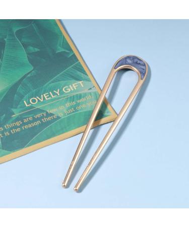 Yheakne Natural Shell-Haired U-Shaped Sponge Hairpin - Perfect for Updos Chignons & French Styles | 2 Tines Hair Fork - Buy Online on GoSupps.com