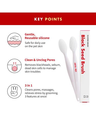 JAYU PET Black Seed Brush - Cat Acne Chin Treatment Cat Acne Brush Silicone Brush for Cats Chin Acne & Blackhead Exfoliation Double-sided Cat Grooming Brush (1PCS) - Buy Online on GoSupps.com