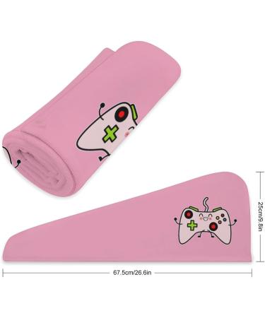 Buy Video Game Controller Microfiber Hair Towel Wrap for Women - 10"x26" Super Absorbent Hair Turban with Button - Buy Online on GoSupps.com