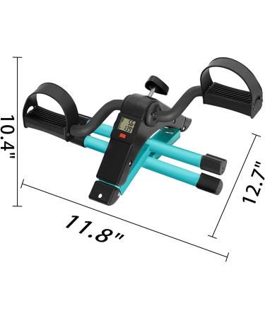 Uten Folding Pedal Exerciser - Portable Mini Desk Bike for Leg and Arm Exercise | Adjustable Sitting Workout with Electronic Display - Peacock Green - Buy Online on GoSupps.com