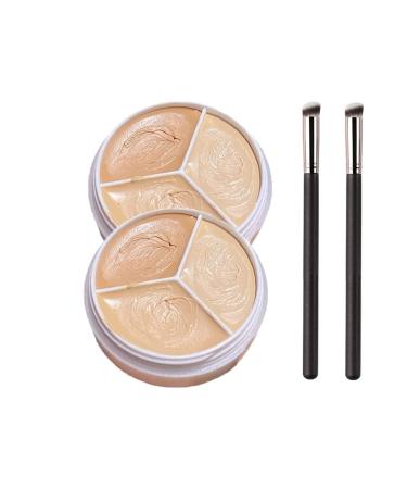 Tri-Color Concealer Palette Of Covers Acne Marks Dark Circle, Tattoo Cover Up Makeup Waterproof, Tricolor Concealer Palette, Cream Concealer Palette Full Coverage (2pcs)