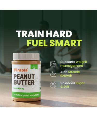  Pintola Pintola All Natural Peanut Butter (Crunchy) (350g) | Unsweetened | 30g Protein | Non-GMO | Gluten Free | Vegan | Cholesterol Free - Buy Online on GoSupps.com