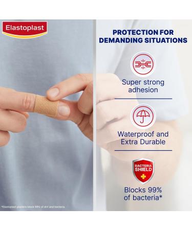 Elastoplast 18 Waterproof Fabric Plaster Strips - Large Pack of Breathable & Waterproof Plasters (18 Count) - Buy Online on GoSupps.com