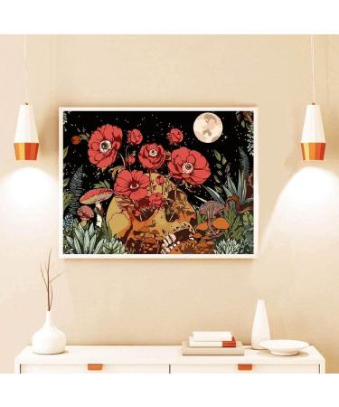 Stamped Cross Stitch Kits for Adults - 4 Pack Mushroom Skeleton Flower Eye Patterns - Needlecrafts for Home Decor - 12x16inch - Buy Online on GoSupps.com