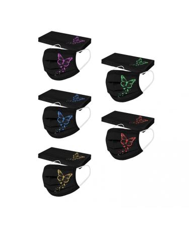 Lbert 50 pieces adult mouth protection with butterfly pattern one-way mouth and nose protection 3-layer bandana mask cloth dust protection outdoor multifunction cloth Narrator scarf scarf c2