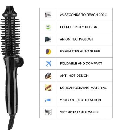 Syrisora Ceramic Tourmaline Foldable Anion Hair Brush Curler Hair Curling Iron Hair Styling Tools (US Plug) - Buy Online on GoSupps.com