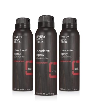 Every Man Jack Cedarwood Deodorant Spray - Aluminum Free Long Lasting Plant-Based Men's Deodorant (3.5 oz Pack of 3) - Odor Crushing & Chemical Free - Buy Online on GoSupps.com
