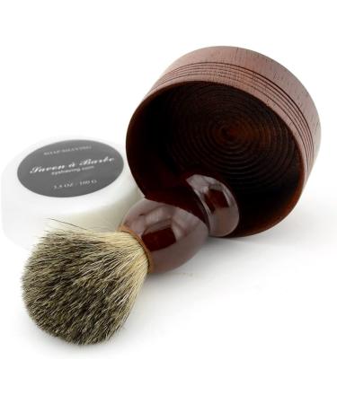 Pure Badger Hair Shaving Brush with Natural Wood Mug and Hand-Made Soap - Barber Set - Buy Online on GoSupps.com