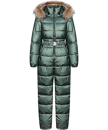 Women's Winter Hooded Snowsuit - Green Puffer Snow Jumpsuit for Outdoor Sports - Buy Online on GoSupps.com