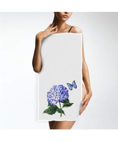 Blue Hydrangea Butterfly Hand Towels - 16x30 Spring Summer Watercolor Floral Towel for Bathroom, Kitchen, Gym, and Spa - Buy Online on GoSupps.com