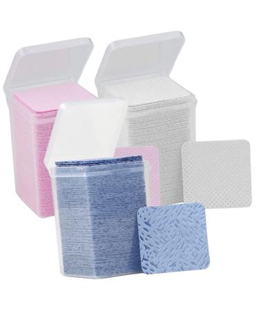 PACKOVE Lot De 600 Lingettes Pour Colle Cils Non Pelucheuses 3 Couleurs Tampons Nettoyants Pour Extensions De Cils Usage Professionnel Salon