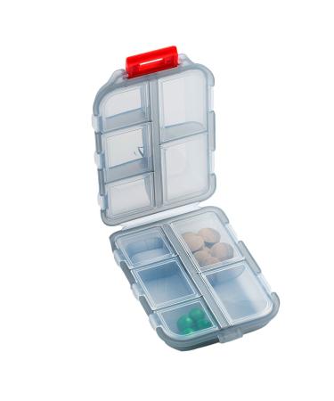 ULTNICE Travel Pill Box 1pc Plastic Double Layer Pill Box Square Color Pill Storage Box Multi- Grid Plastic Pill Storage Box for Pills Vitamins Outdoor Travel (Grey) Pill Organizer