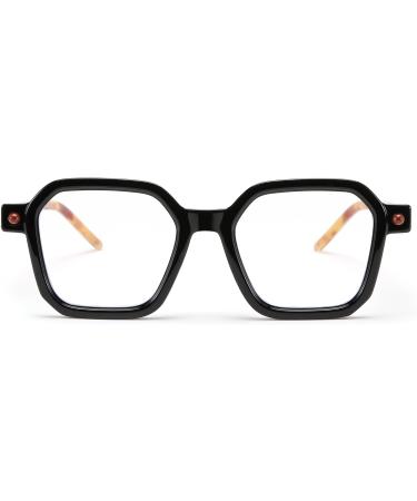 FEISEDY Square Non-Prescription Clear Lens Glasses Frame - Blue Light Blocking Eyeglasses for Men & Women - Stylish B0155 Black 50mm - Buy Online on GoSupps.com