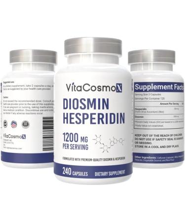 Diosmin Hesperidin 1200 mg Complex 240 Capsules Citrus Bioflavonoids Rich Fruit Extract 100% Vegetarian Non-GMO & Gluten Free Diosmin Supplement with Max Strength 240 Count (Pack of 1) - Buy Online on GoSupps.com
