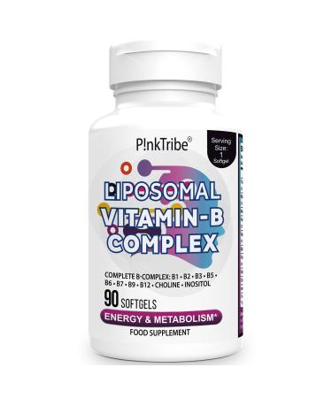 Liposomal Vitamin B Complex Softgels - 9 Methylated B Vitamins for Easily Absorbed Vitamin B6 Folate & Inositol 10x Better Absorption 90-Day Supply 90 Softgels (Pack of 1)