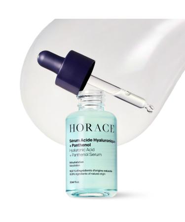 HORACE Hyaluronic Acid + Panthenol Face Serum for Men Advanced Moisturising Facial Treatment for Dry Skin Dehydration Lines and Elasticity Vegan Skincare for All Skin Types Unscented 30ml