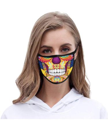 ZLUU 1PC Halloween Adults Protective Face Mask Personalized Patterns Face Cover Safe Skin Friendly Face Sheild Washable Reusable Adult Fashion Halloween Printed Mask Can Be Washed with Filter