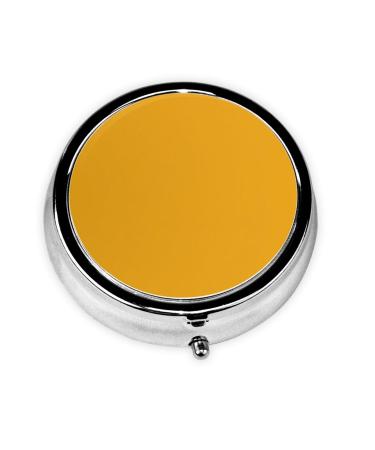 Solid Color Gold Portable Metal Pill Box Round Mini 3-Compartment Plastic Insert hinged Fastening Design Suitable for Small Pills Must-Have for Travel