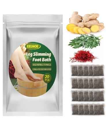 Lymphatic Drainage Mugwort Ginger Herb Foot Soaks Chinese Herbal Organic Wormwood Leg Slimming Foot Bath Bag For Foot Spa Reflexology Relieve Stress and Sleep Improvement(20 Pcs)