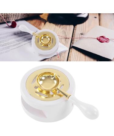 Letter Wax Sealing Kit - Wax Warmer Spoon Brass Head & Wooden Handle in Brown (Milky Gray) | International Shipping - Buy Online on GoSupps.com