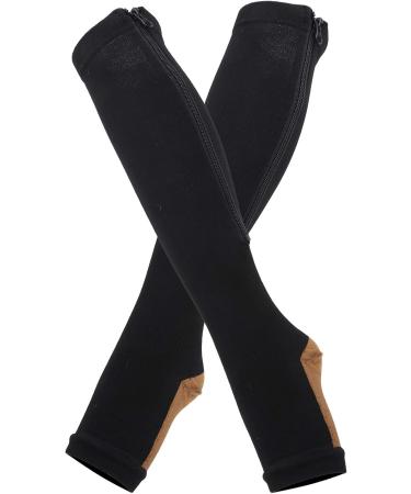 Compression Stockings with Zipper for Men & Women - Knee-High Open Toe Medium-Caliber Steady Support for Varicose Veins (XXL) - Buy Online on GoSupps.com