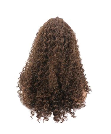 Real hair curly wigs for women Brazilian fluffy long curly curly hair little curly curls water lace frontal culry hair wig rose hair network 65cm (brown)