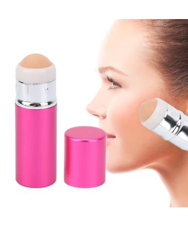 Oil Absorbing Volcanic Roller Dual Head Portable Reusable Oil Absorbing Face Roller with Makeup Cosmetic Brush Facial Tool for Girl Women (Rose Red)