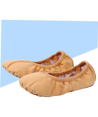 AMOSFUN Foldable Ballet Shoes for Travel & Yoga | Stretch Slipper Flat Shoes for Kids | Brown 33 - Perfect for Ballet Training & Exercises - Buy Online on GoSupps.com