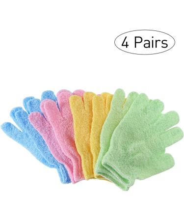 4 Pairs Exfoliating Shower Gloves - Body Scrub Gloves for Soft Skin | International Shipping - Buy Online on GoSupps.com