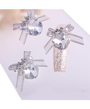 3pcs Nail Art With Rhinestones Organza Bowknot Fingernail Decoration For Salon Home Use Nail Accessories Kit champagne - Buy Online on GoSupps.com