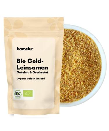 Kamelur Organic Germinated and Crushed Golden Flax Seeds 500g no additives from controlled organic farming