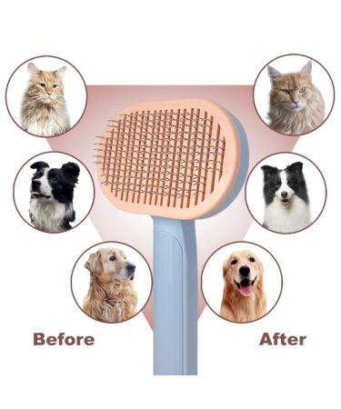 Self-Cleaning Cat Brush for Long & Short Hair - Orange | Removes Loose Fur & Dirt - Buy Online on GoSupps.com