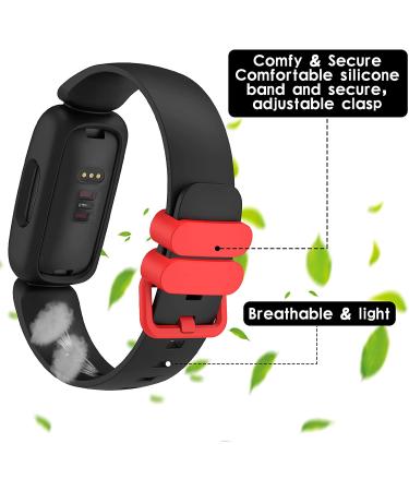 Silicone Waterproof Replacement Bands for Fitbit Ace 3 - Black Blue Sports Bands for Kids Boys Girls | Soft Bracelet Accessories for Fitbit Ace 3 Activity Tracker - Buy Online on GoSupps.com