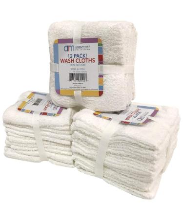 American Mills 12-Pack 100% Cotton Wash Cloths White Size 12x12
